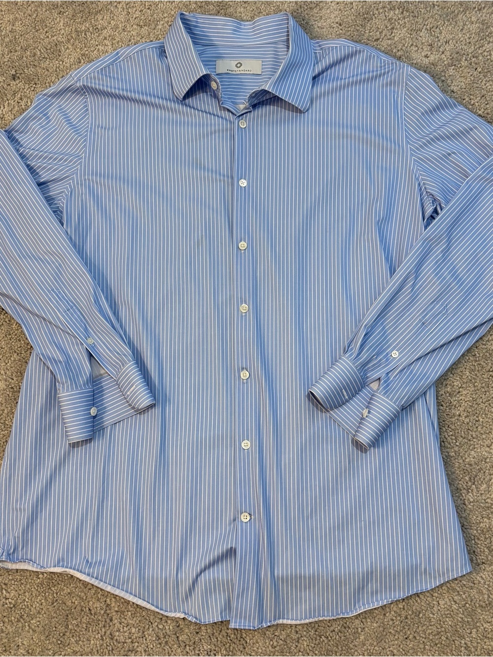 Knot Standard Custom Men’s Blue/White Striped Linen Shirt - Italian Fabric XL